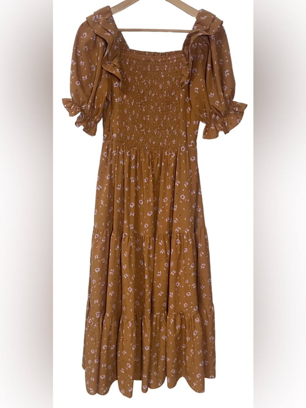 JessaKae Dress Small Ruffle Sleeve Floral Cottagecore Whimsical Boho Midi Maxi